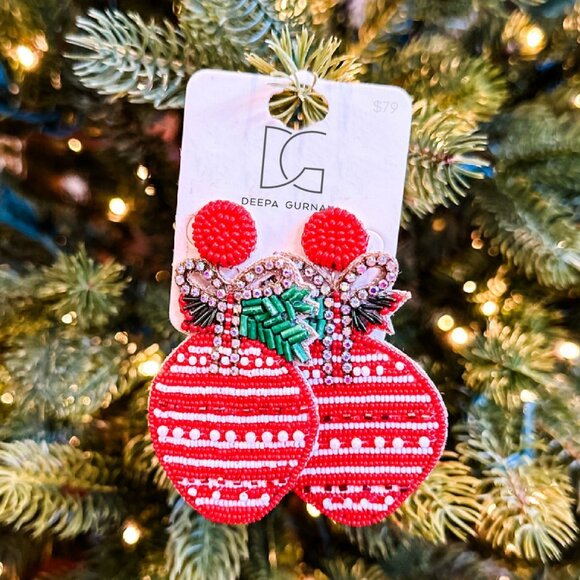 Deepak Gurnani Austrian Crystal Rhinestone Seed Bead India Artisan Earrings NEW - Picture 1 of 3